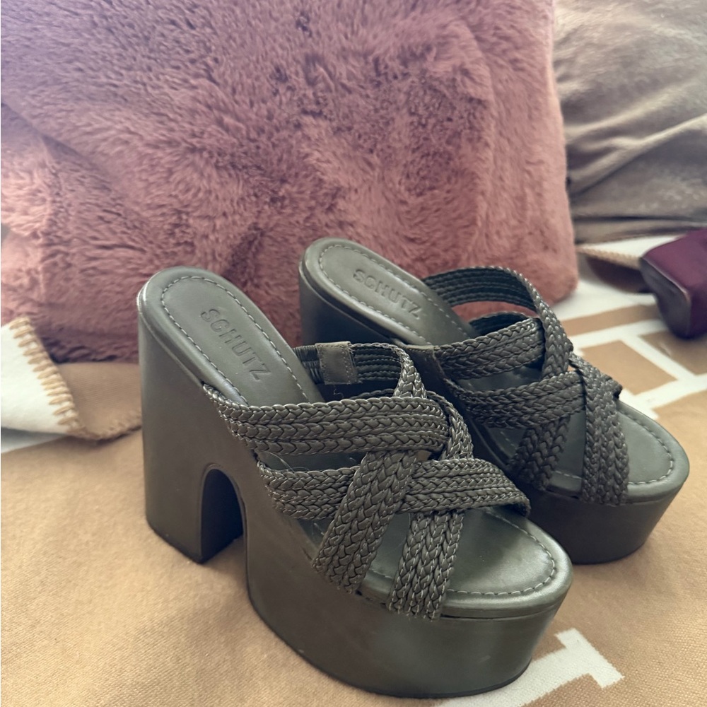 SCHUTZ Dark Braided Platform Heels - Picture 2 of 3
